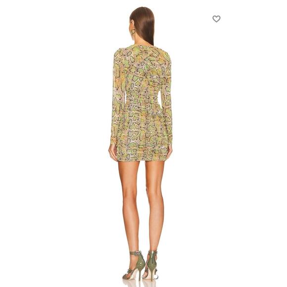 Dundas x Revolve Natasha Mini Dress Medium Snake Print Cut-Out Mesh Lined - Picture 3 of 16